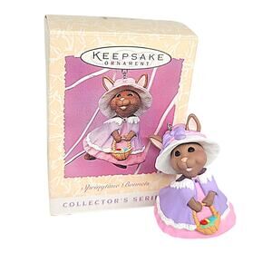 Vtg 1997 Hallmark Springtime Bonnets #5 Collectors Series Bunny Rabbit Ornament